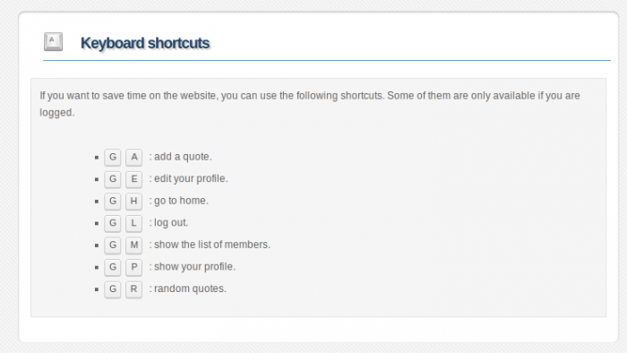 Keyboard shortcuts