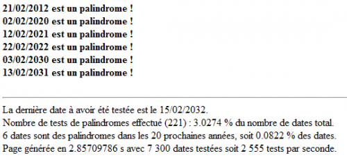 Test dates palindromes